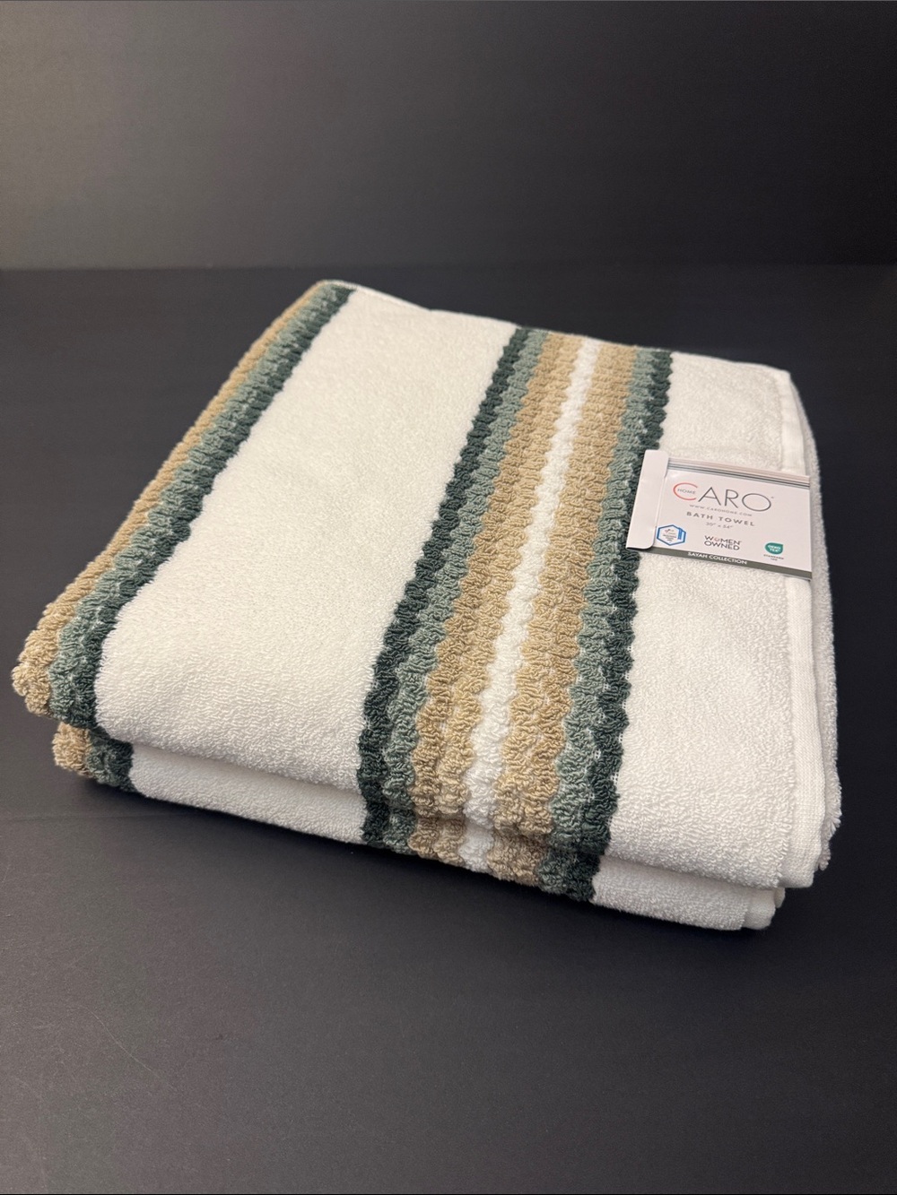 2pc CARO HOME Quick Dry 100% Cotton Bath Towel Set